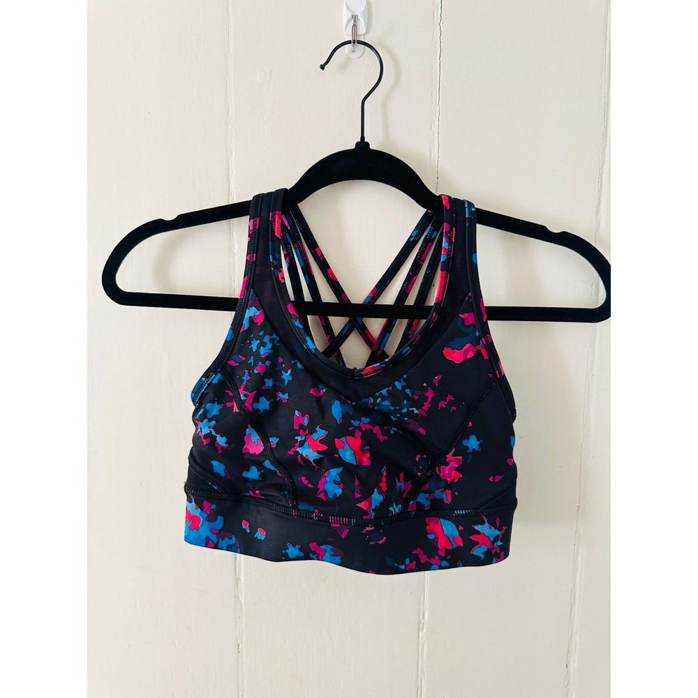 Lululemon Strap It Like It's Hot Sports Bra in "Dandy Digi Black" Size 4